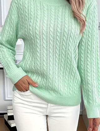 Ava | Cable Knit Neck Round Jumper
