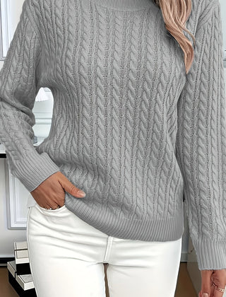 Ava | Cable Knit Neck Round Jumper