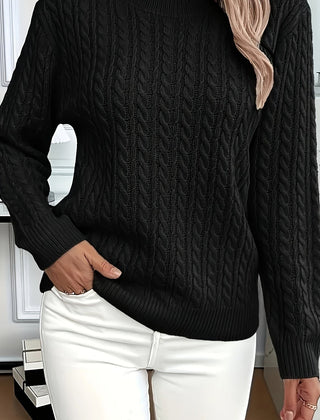 Ava | Cable Knit Neck Round Jumper