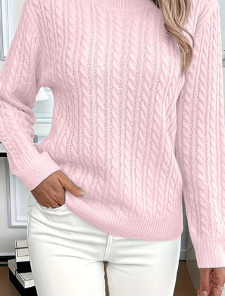 Ava | Cable Knit Neck Round Jumper