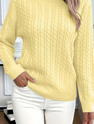 Ava | Cable Knit Neck Round Jumper