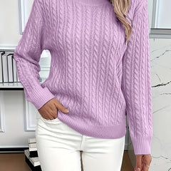 Ava | Cable Knit Neck Round Jumper