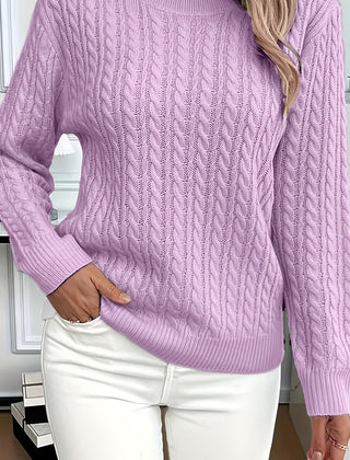 Ava | Cable Knit Neck Round Jumper