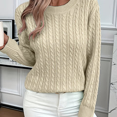 Ava | Cable Knit Neck Round Jumper