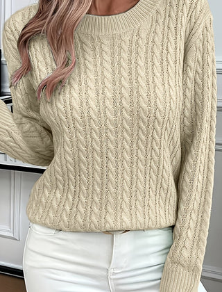 Ava | Cable Knit Neck Round Jumper