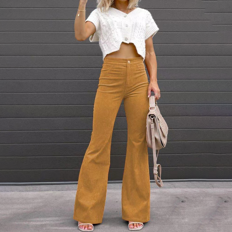 Isolde | Women's High Waisted Flare Corduroy Pants