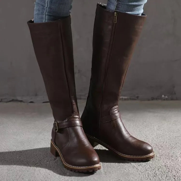Maisie | Leather Look Buckle Riding Boots