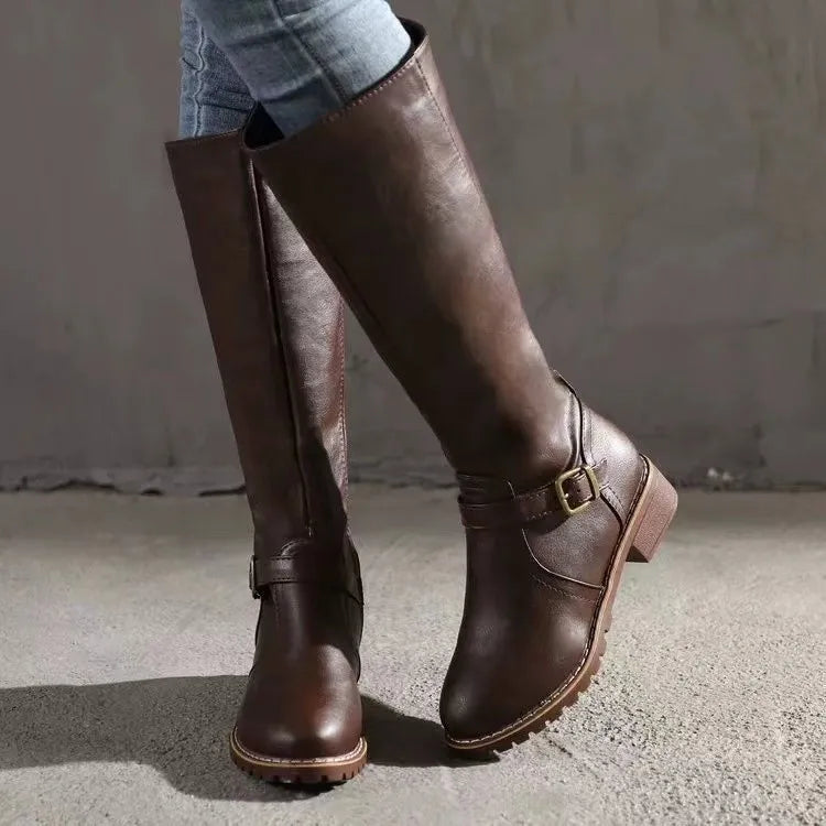 Maisie | Leather Look Buckle Riding Boots