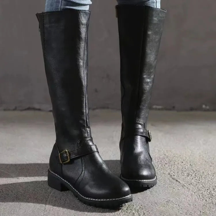 Maisie | Leather Look Buckle Riding Boots