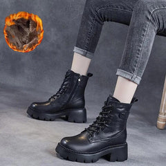 Junia | Women's Lined Lace Up Platform Ankle Boots