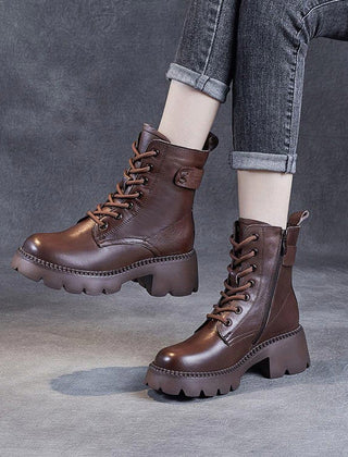 Junia | Women's Lined Lace Up Platform Ankle Boots