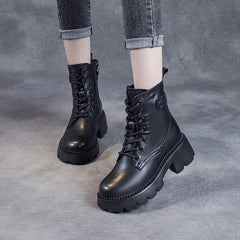 Junia | Women's Lined Lace Up Platform Ankle Boots