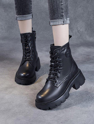 Junia | Women's Lined Lace Up Platform Ankle Boots