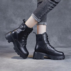 Junia | Women's Lined Lace Up Platform Ankle Boots