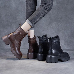 Junia | Women's Lined Lace Up Platform Ankle Boots