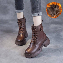 Junia | Women's Lined Lace Up Platform Ankle Boots