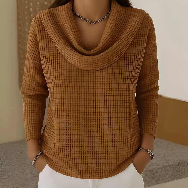 Emma | Cowl Neck Satin Black Top