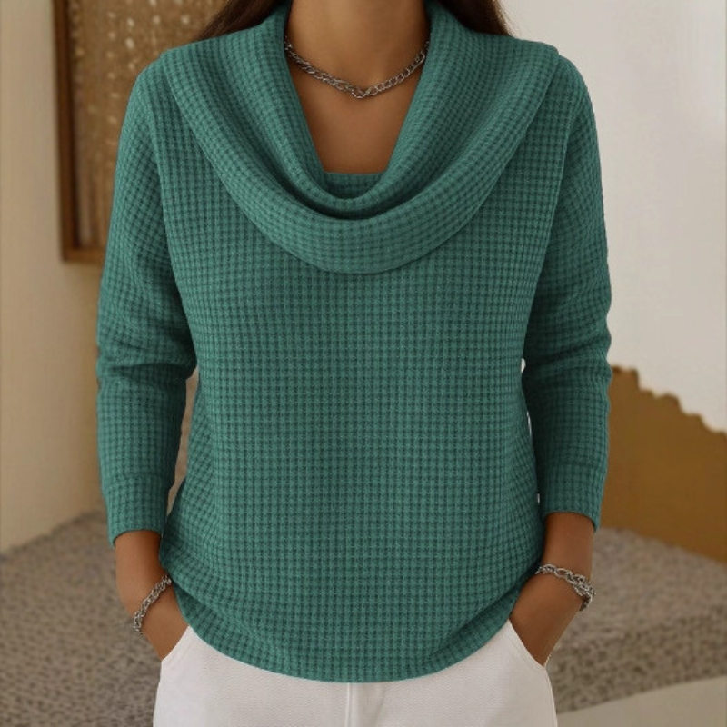 Emma | Cowl Neck Satin Black Top