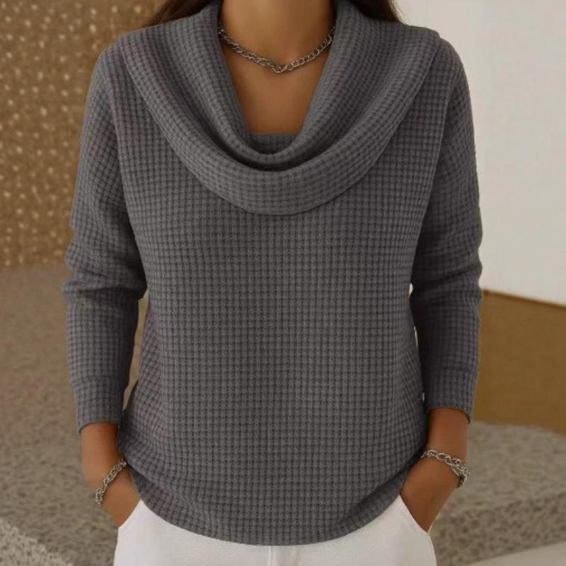 Emma | Cowl Neck Satin Black Top