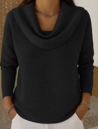 Emma | Cowl Neck Satin Black Top