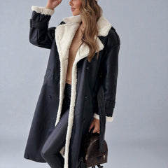 Mara | Women's Teddy Lined Long Winter Coat With Belt
