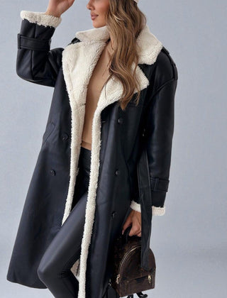 Mara | Women's Teddy Lined Long Winter Coat With Belt