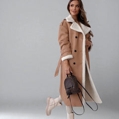 Mara | Women's Teddy Lined Long Winter Coat With Belt