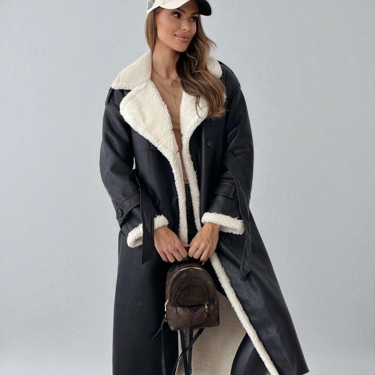 Mara | Women's Teddy Lined Long Winter Coat With Belt