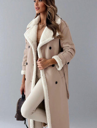 Mara | Women's Teddy Lined Long Winter Coat With Belt