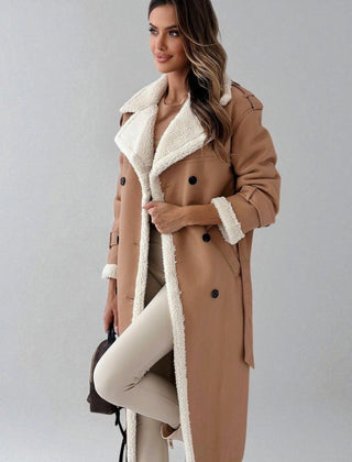 Mara | Women's Teddy Lined Long Winter Coat With Belt