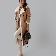 Mara | Women's Teddy Lined Long Winter Coat With Belt