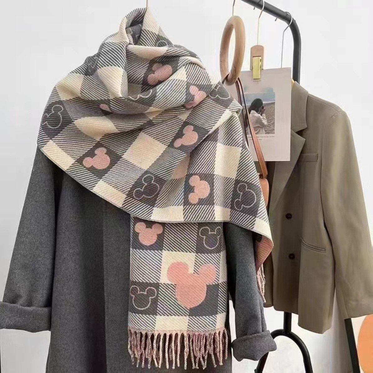 Etta Plaid Scarf Reversible Fringe