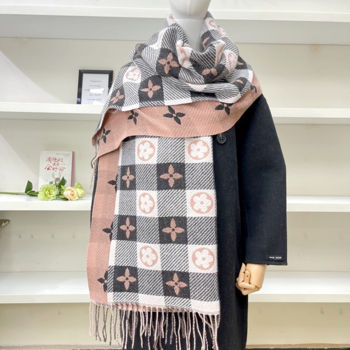 Etta Plaid Scarf Reversible Fringe