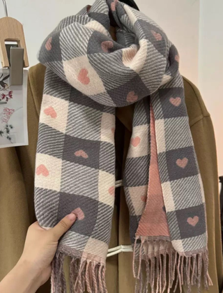 Etta Plaid Scarf Reversible Fringe
