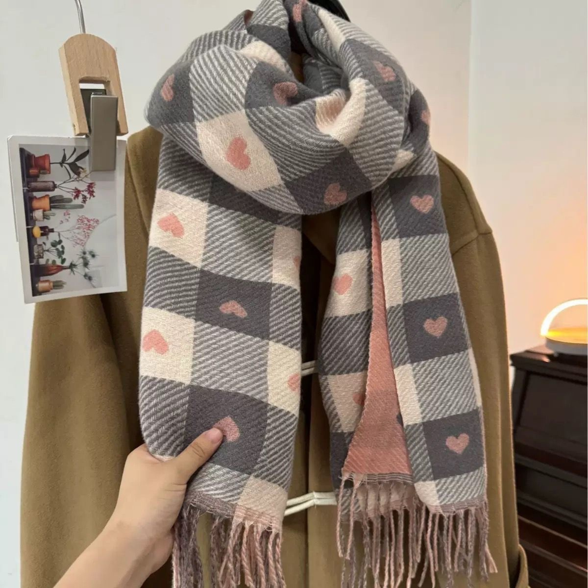 Etta Plaid Scarf Reversible Fringe