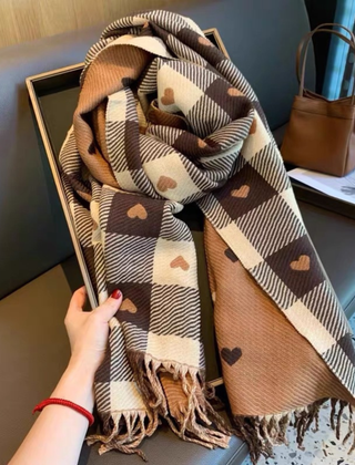 Etta Plaid Scarf Reversible Fringe