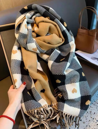 Etta Plaid Scarf Reversible Fringe