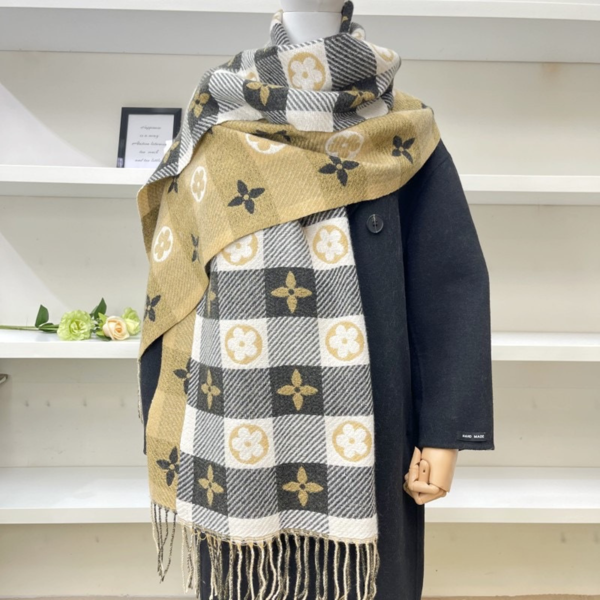 Etta Plaid Scarf Reversible Fringe