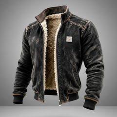 Noah | Leather Outerwear Fluffy Jacket Black