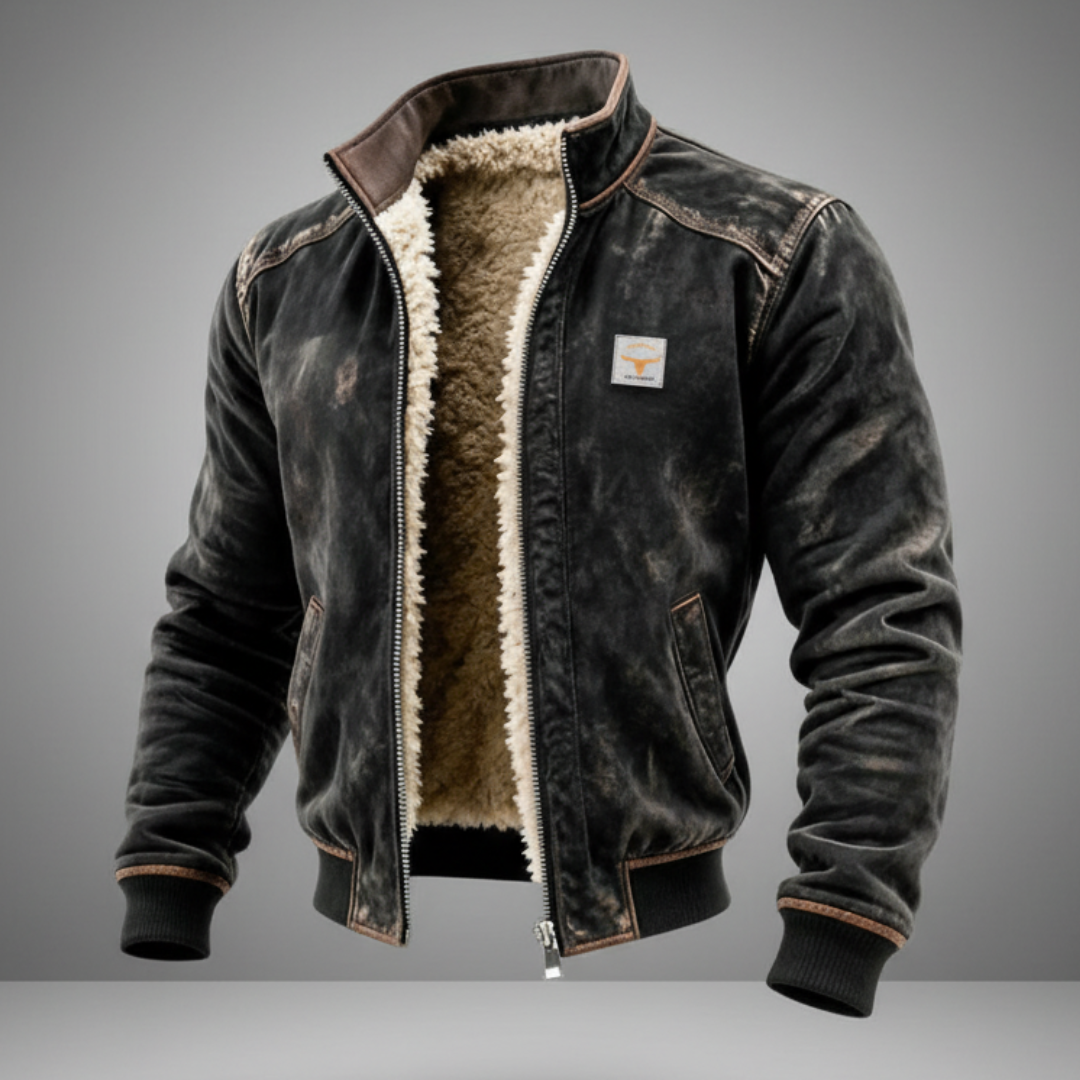 Noah | Leather Outerwear Fluffy Jacket Black