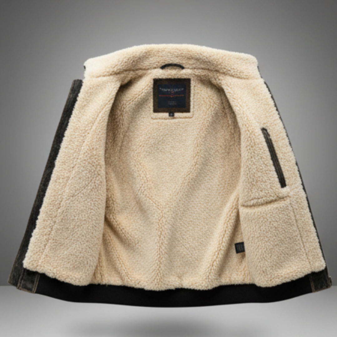 Noah | Leather Outerwear Fluffy Jacket Black