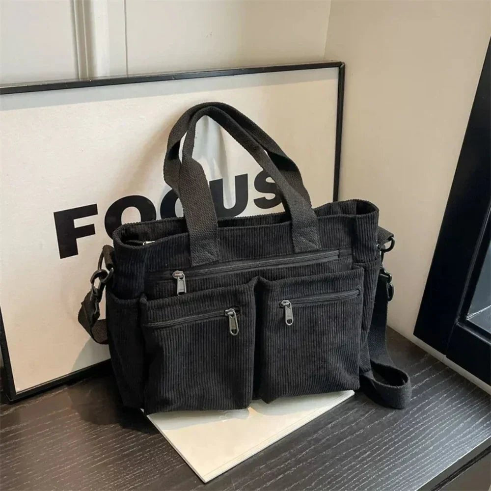 Ethan | Tote Corduroy Multi Pocket Bag