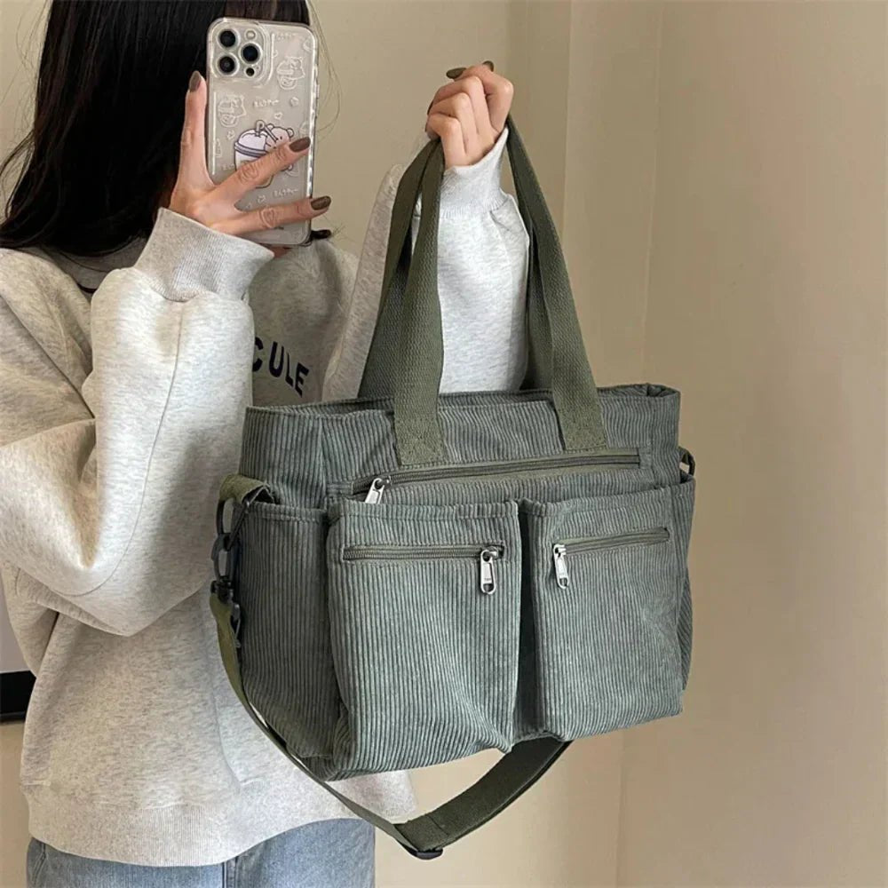 Ethan | Tote Corduroy Multi Pocket Bag