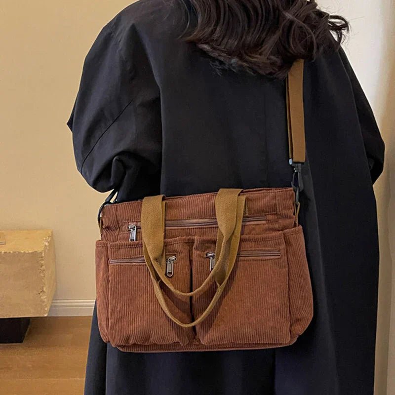Ethan | Tote Corduroy Multi Pocket Bag