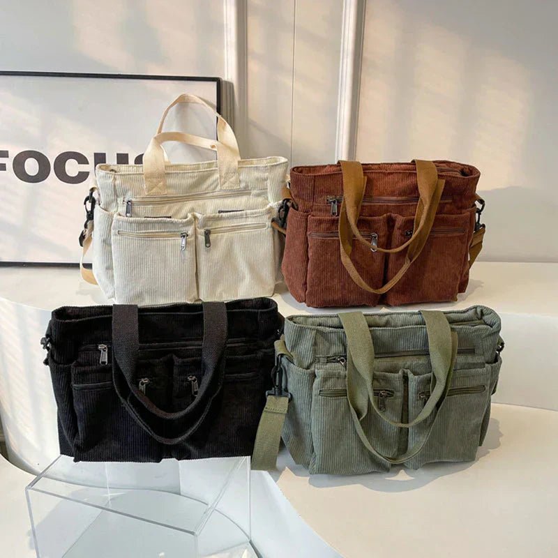 Ethan | Tote Corduroy Multi Pocket Bag