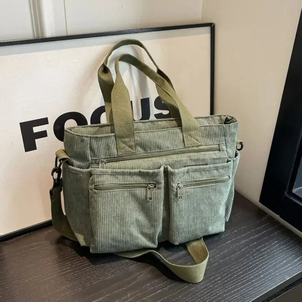 Ethan | Tote Corduroy Multi Pocket Bag