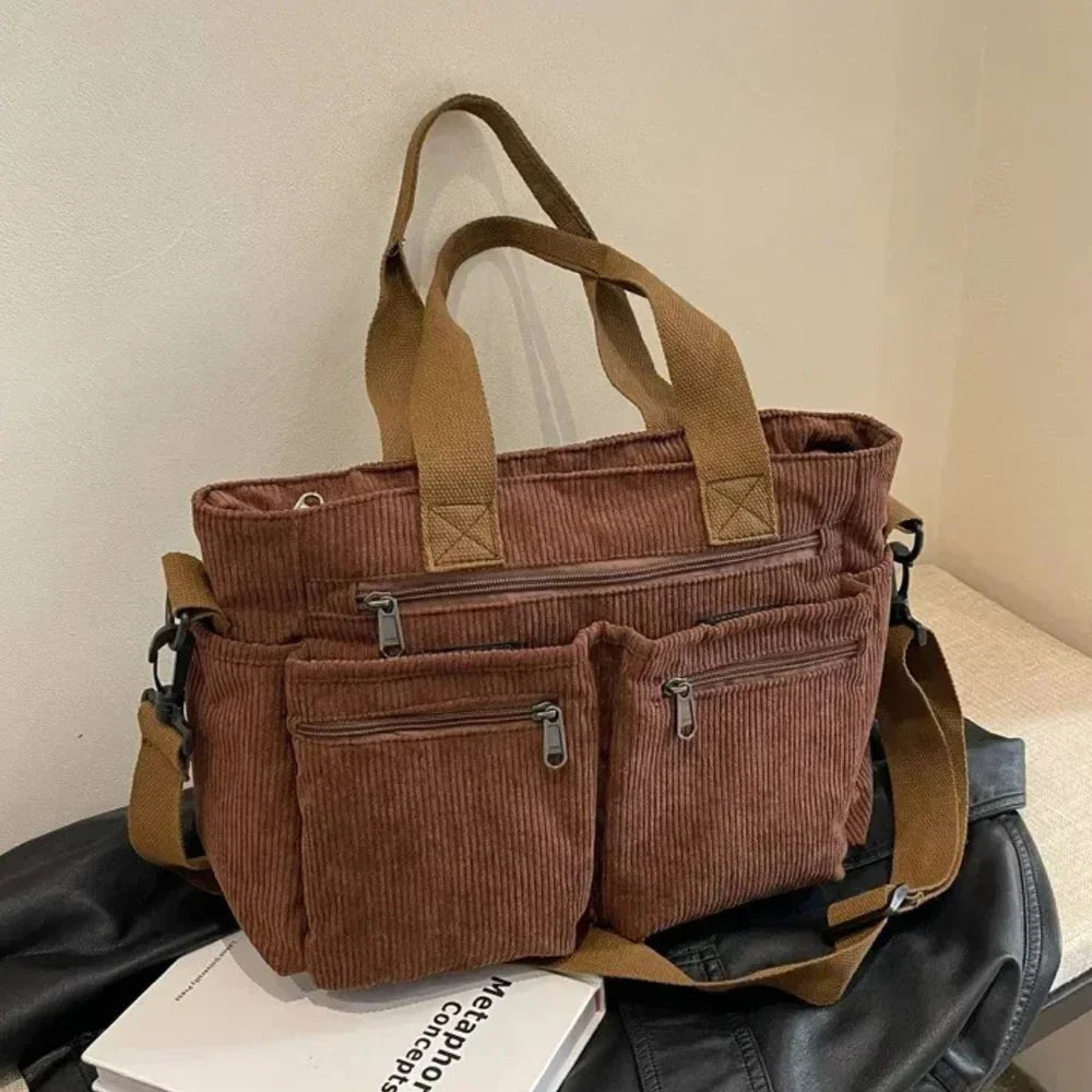 Ethan | Tote Corduroy Multi Pocket Bag