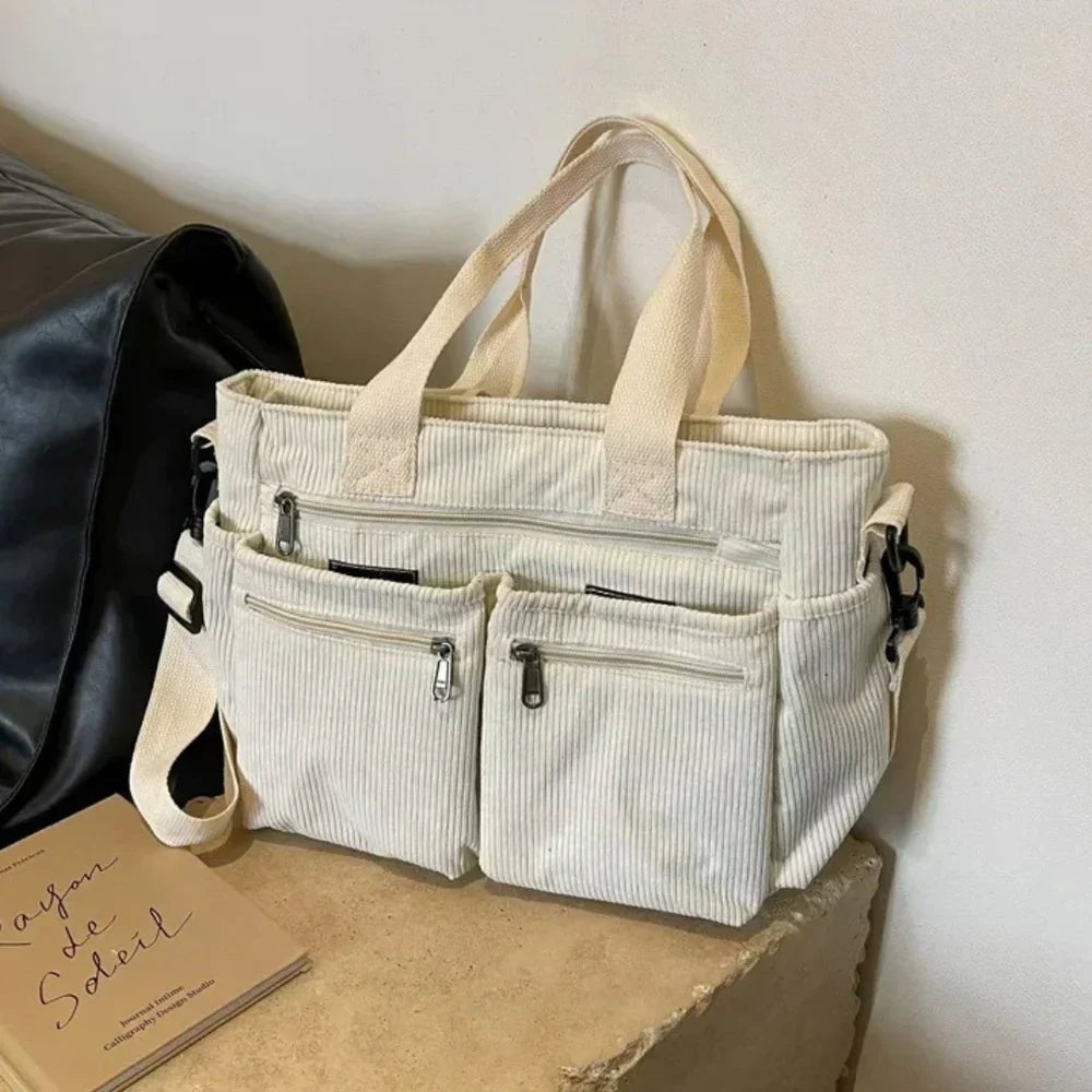 Ethan | Tote Corduroy Multi Pocket Bag