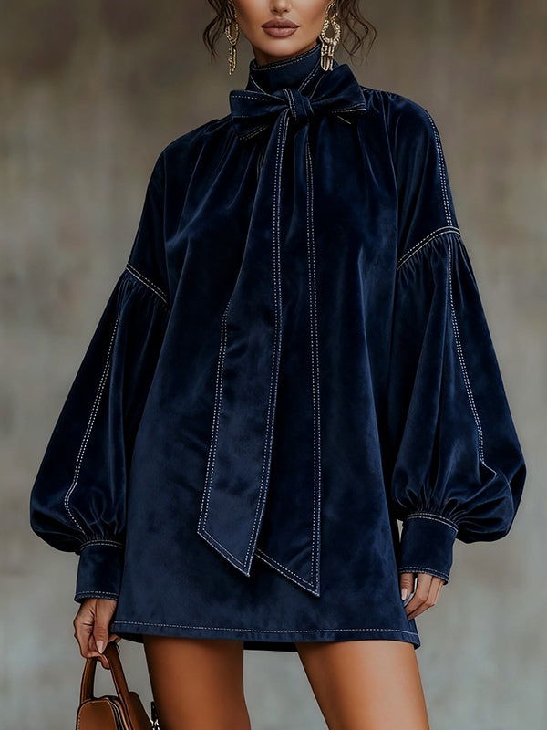 Iris | Velvet Long Sleeve Mini Dress