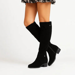 Philippa | Women's Slouchy Suede Knee High Boots With Block Heel